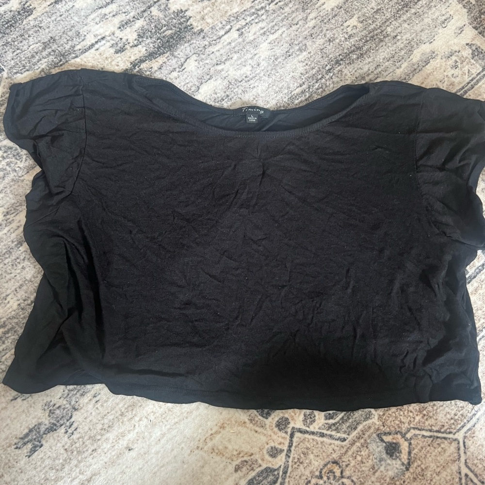 Black cropped backless top